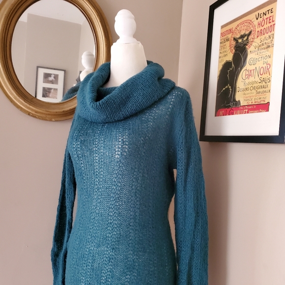Wooden Ships Cowl Neck Teal Blue Tunic Sweater S/M - Picture 6 of 16